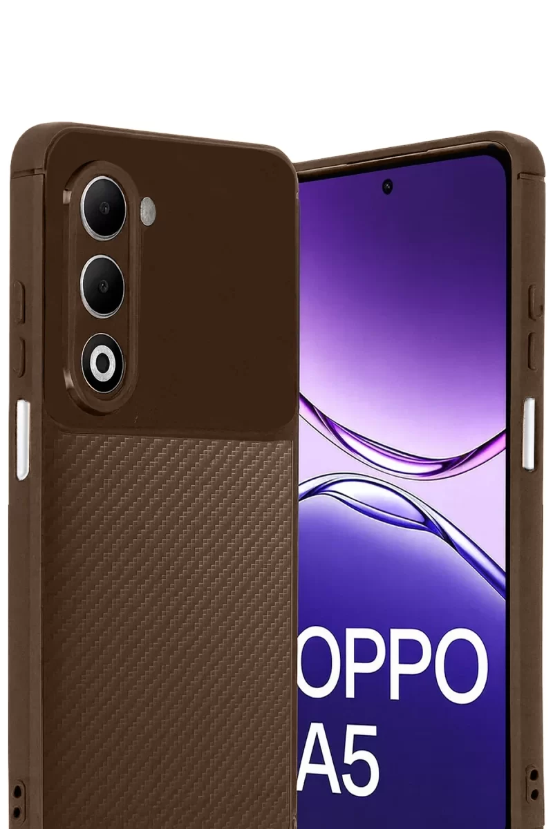 Newface Oppo A5 4G Auto Focus Karbon Kapak - Kahverengi
