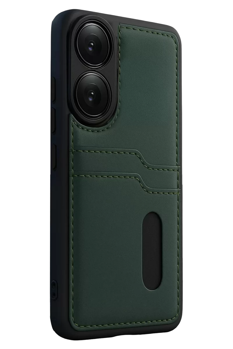 Newface Oppo A38 Sara Kartvizitli Deri Kılıf - Yeşil