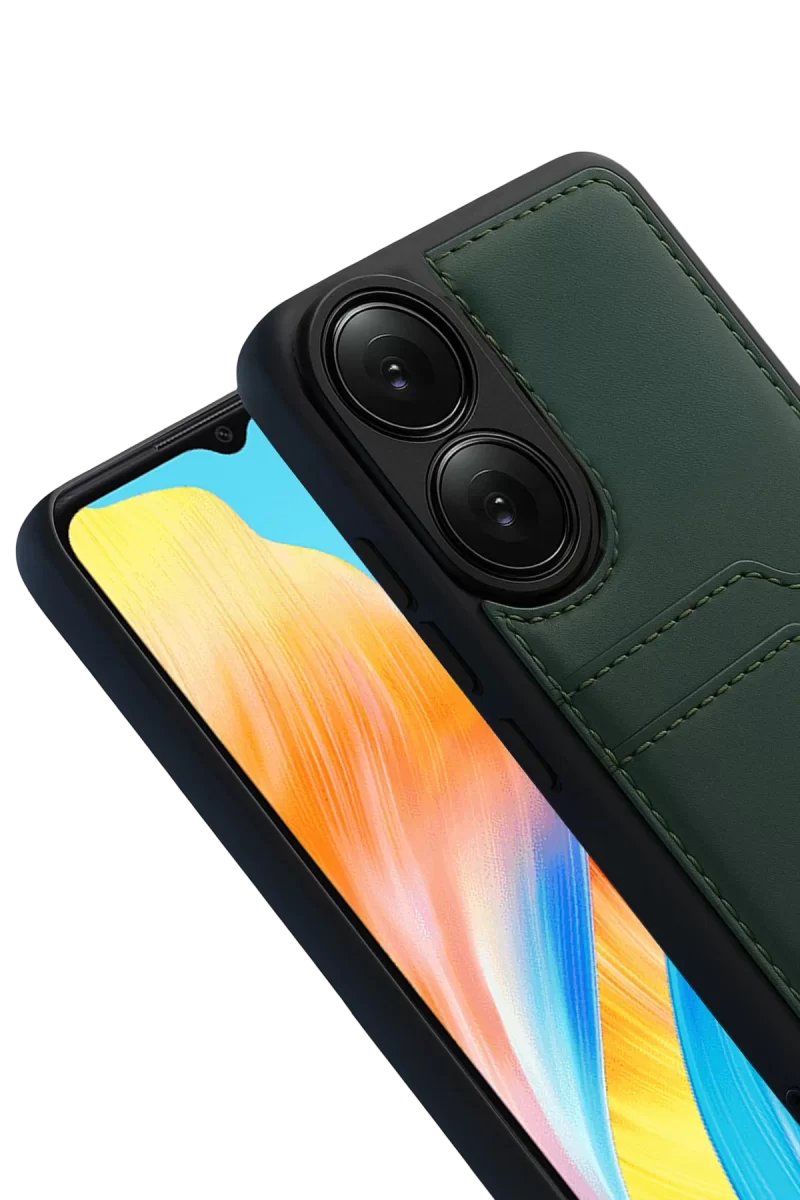 Newface Oppo A38 Sara Kartvizitli Deri Kılıf - Yeşil
