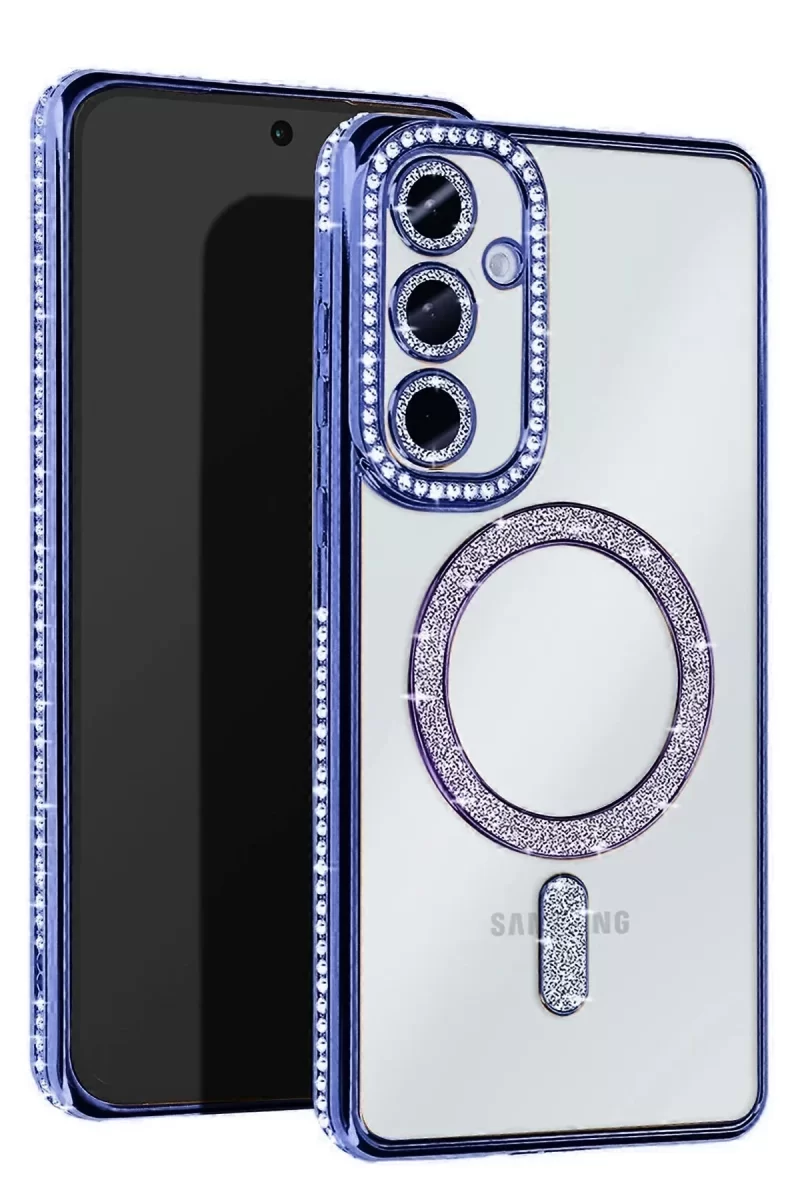 Newface Samsung Galaxy A55 5G Joke Simli Magneticsafe Kılıf - Mavi
