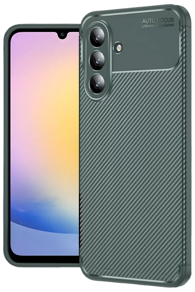 Newface Samsung Galaxy S25 FE Auto Focus Karbon Kapak - Koyu Yeşil