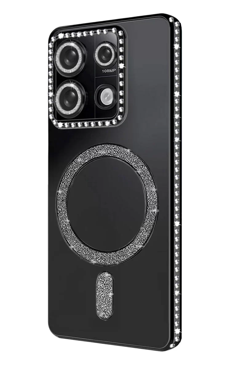 Newface Xiaomi Redmi Note 13 Pro 4G Joke Simli Magneticsafe Kılıf - Siyah