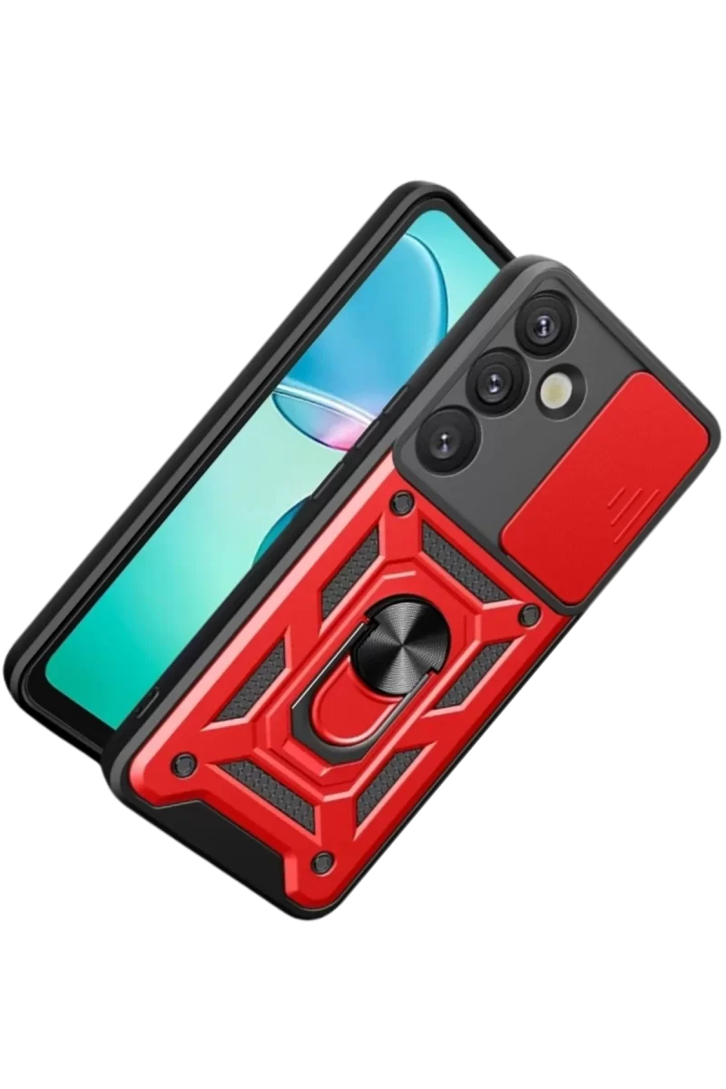 Newface Samsung Galaxy S26 Pars Lens Yüzüklü Silikon - Kırmızı