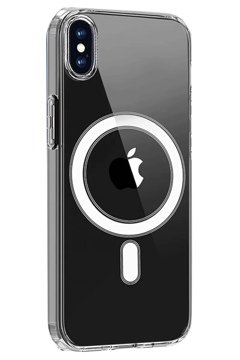 Newface Apple iPhone X Kılıf Magneticsafe Şeffaf Silikon - Şeffaf