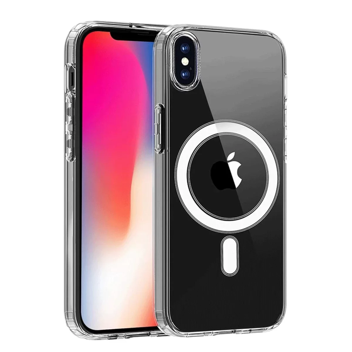 Newface Apple iPhone X Kılıf Magneticsafe Şeffaf Silikon - Şeffaf