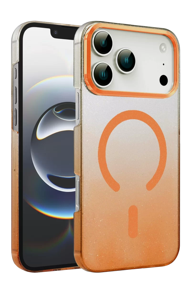 Newface Apple iPhone 17 Pro Max Glossy Magsafe Kapak - Turuncu