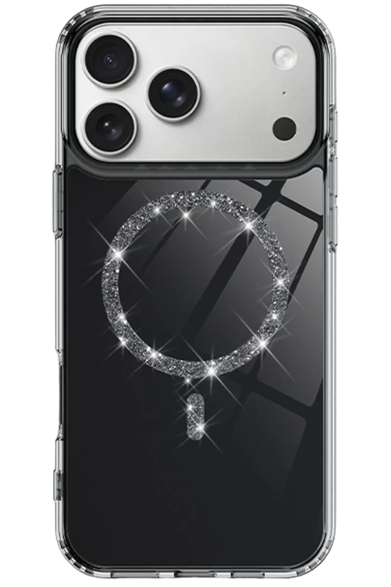 Newface Apple iPhone 17 Pro Live Diamond Magsafe Kapak - Siyah