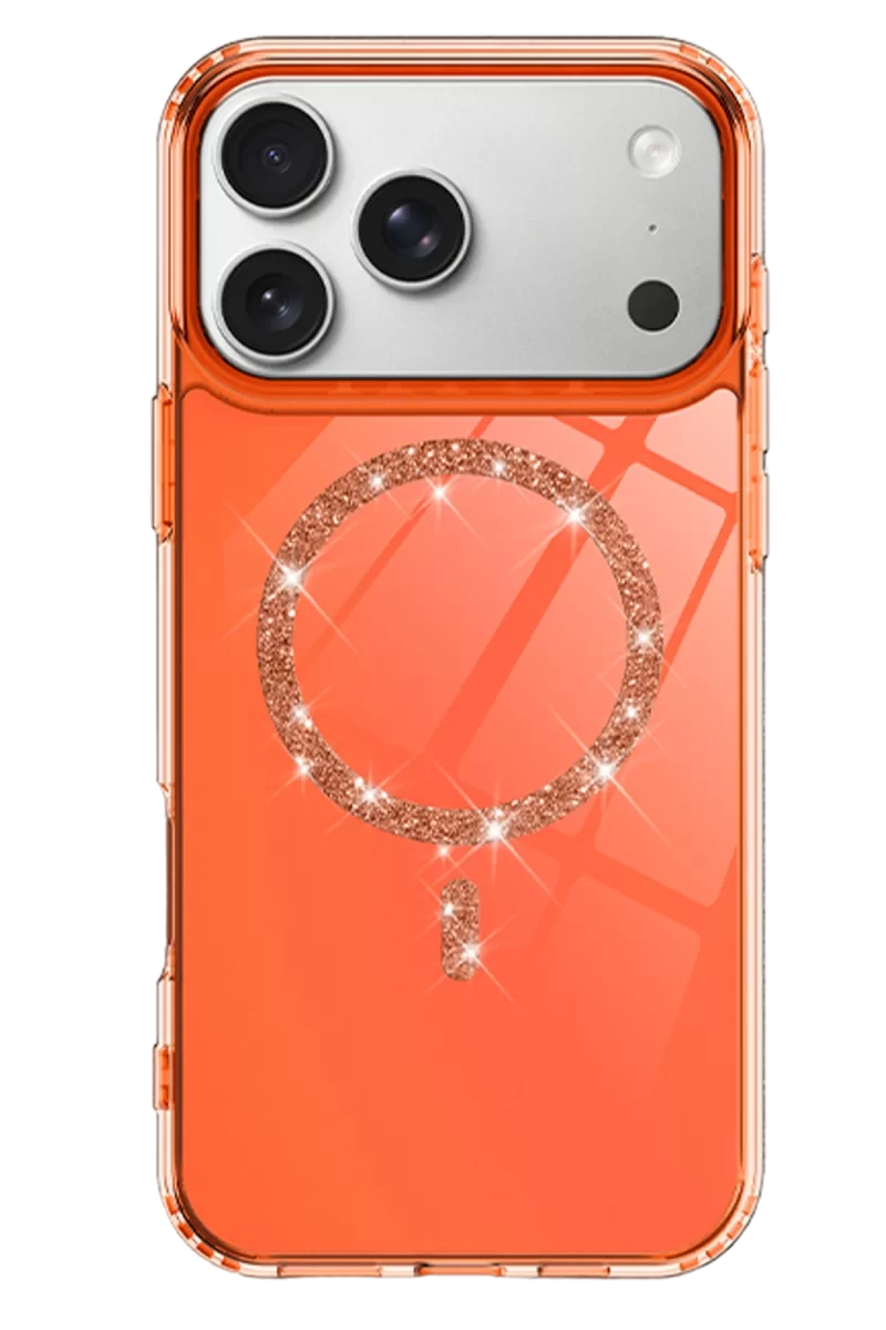 Newface Apple iPhone 17 Pro Live Diamond Magsafe Kapak - Turuncu