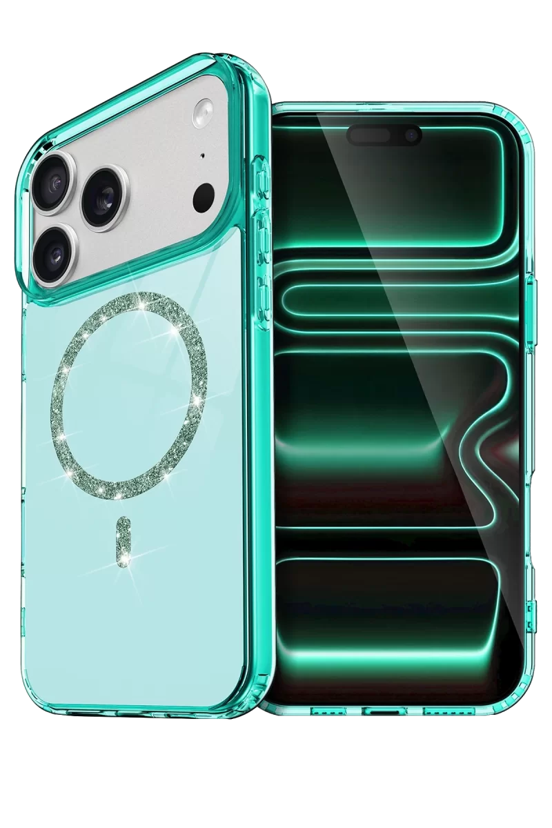 Newface Apple iPhone 17 Pro Live Diamond Magsafe Kapak - Yeşil