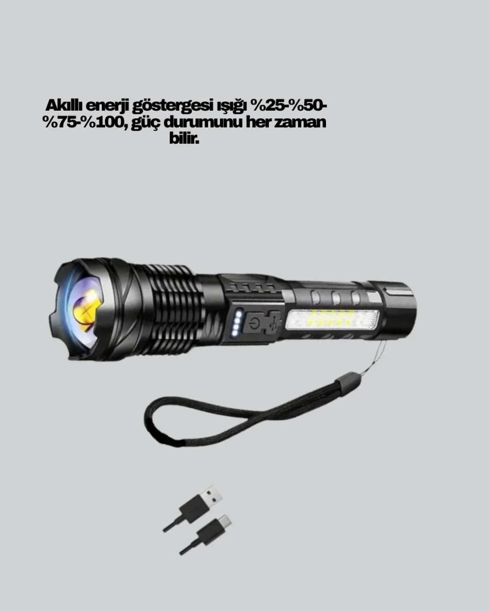 Güçlü LED El Feneri Şarj Edilebilir Çok Modlu