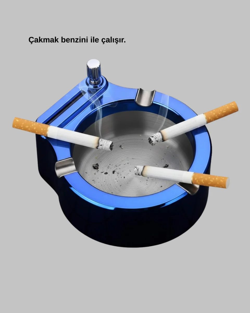 Çakmaklı Küllük Paslanmaz Çelik Şık Masa Aksesuarı