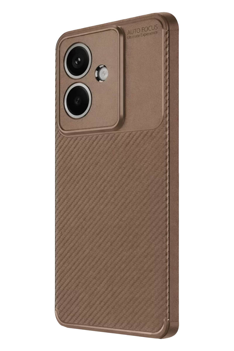 Newface Oppo A3 Kılıf Auto Focus Karbon Kapak - Kahverengi