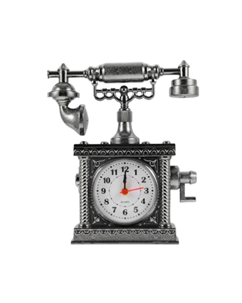 Nostaljik Telefon Tasarımlı Masa Saati Yüksek Sesli Alarm