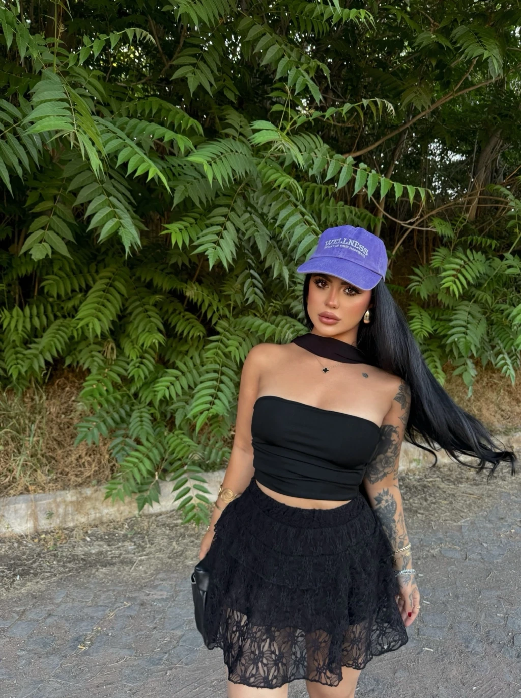 Kadın Dentel Şortlu Etek - Siyah