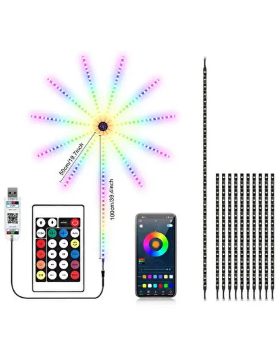 RGB LED Duvar Dekoru Sökülebilir Kollu Havai Fişek Işık Sistemi