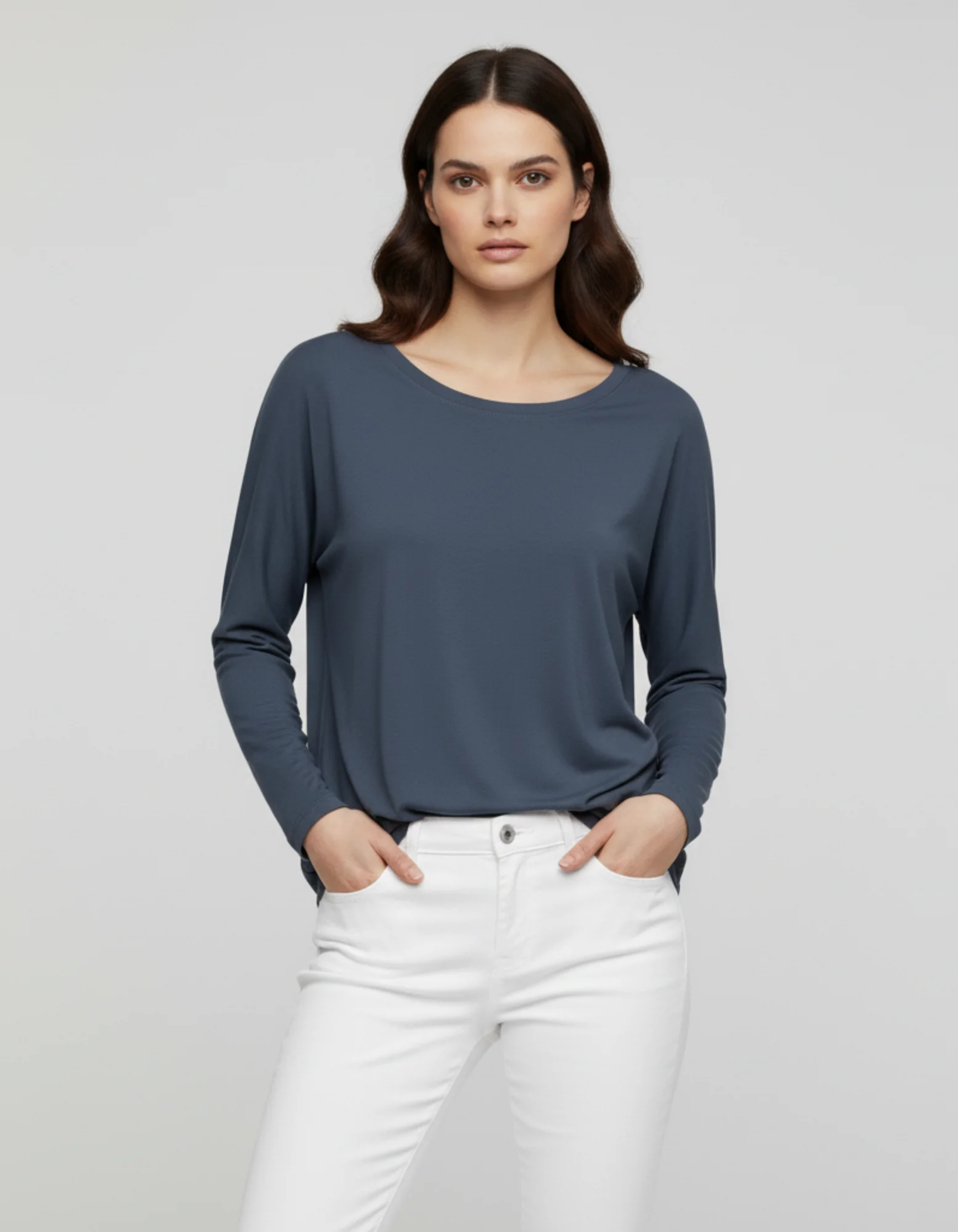 Mavi Basic Uzun Kollu Viskon Kadın Bluz