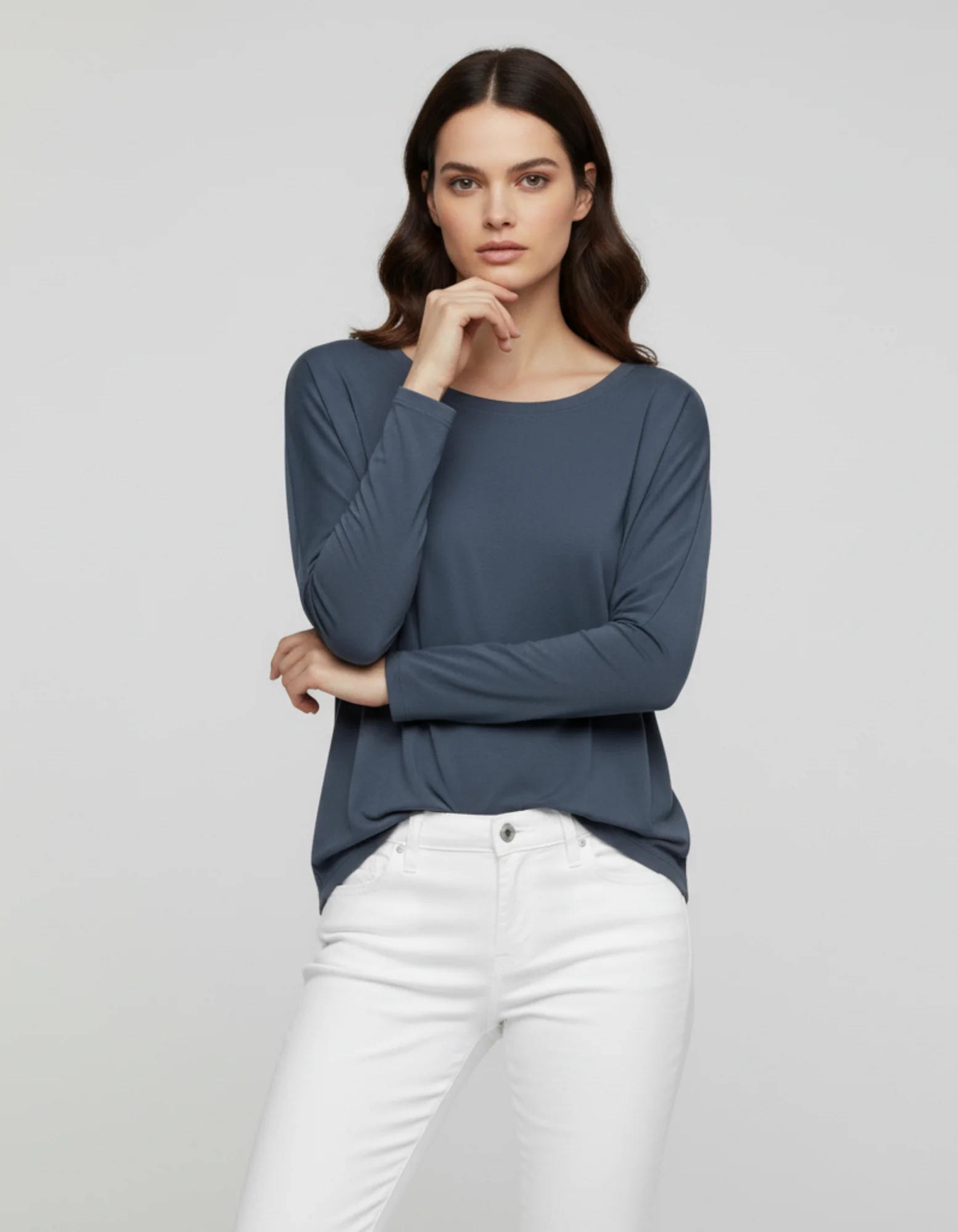 Mavi Basic Uzun Kollu Viskon Kadın Bluz