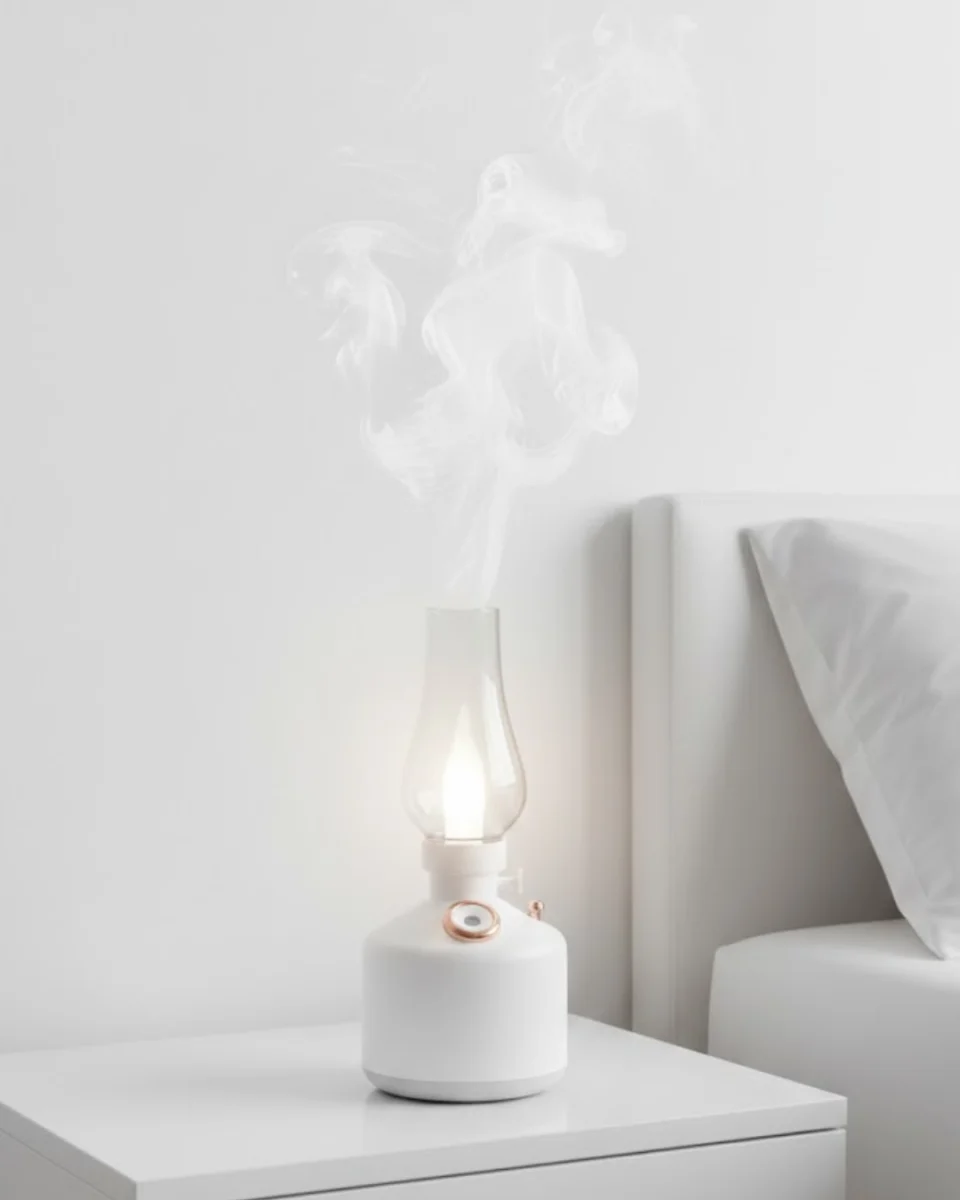 Retro Gaz Lambası Tasarımlı USB Şarjlı Aroma Difüzörü 280 ml Nano Mist Nemlendirici