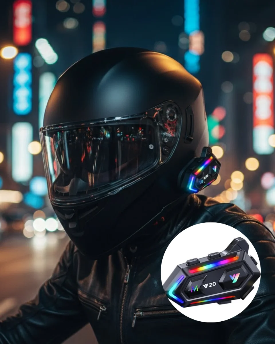 IPX6 Su Geçirmez Intercom 1000m Bağlantı 1000mAh Batarya RGB Işıklı