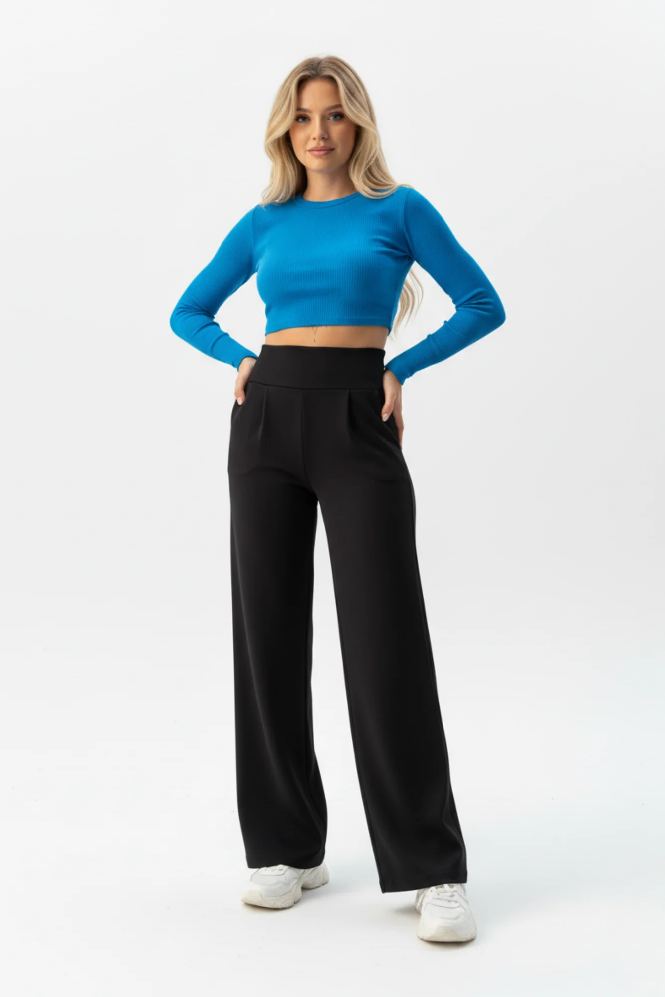 Kadın Pensli Palazzo Pantolon Siyah