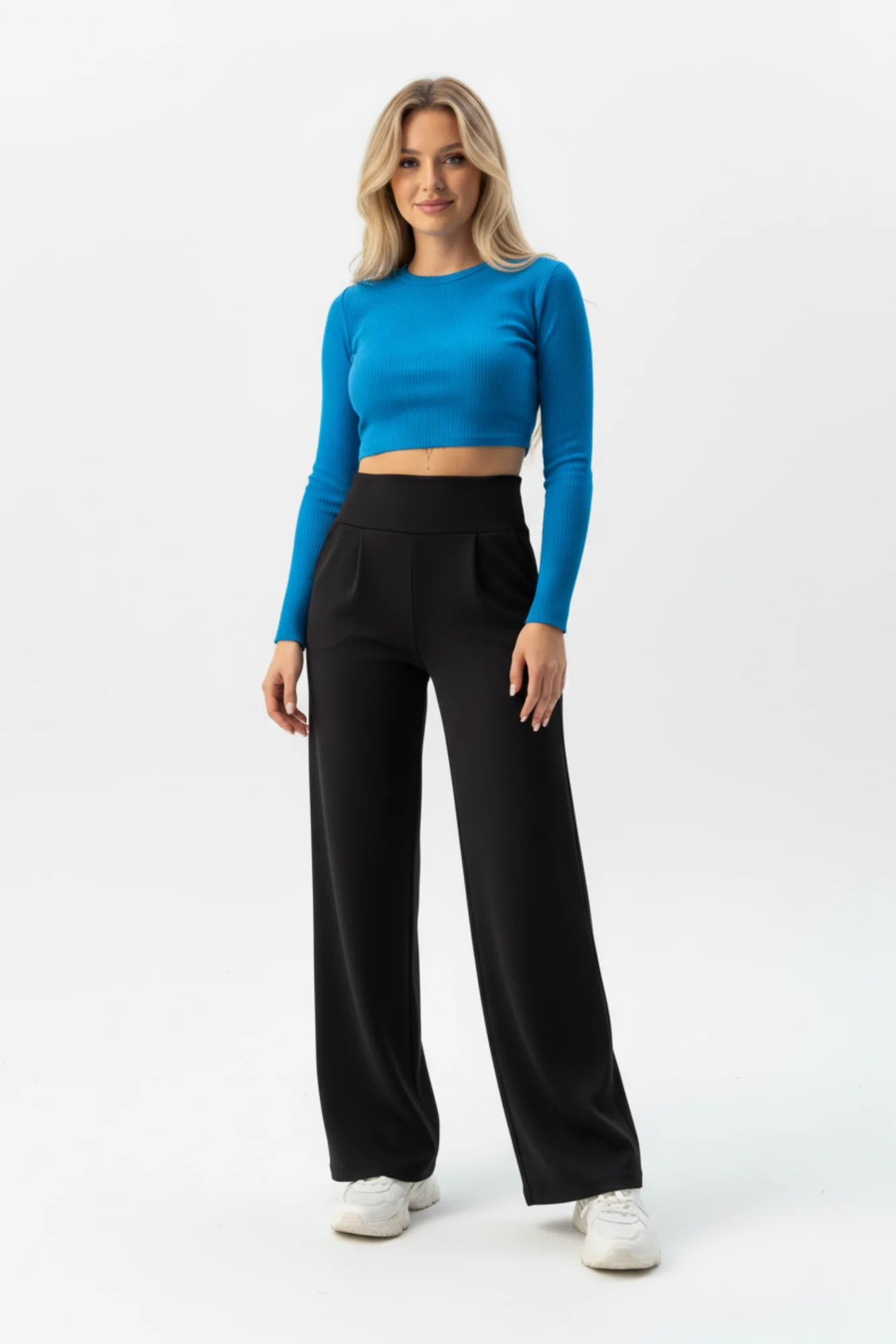 Kadın Pensli Palazzo Pantolon Siyah