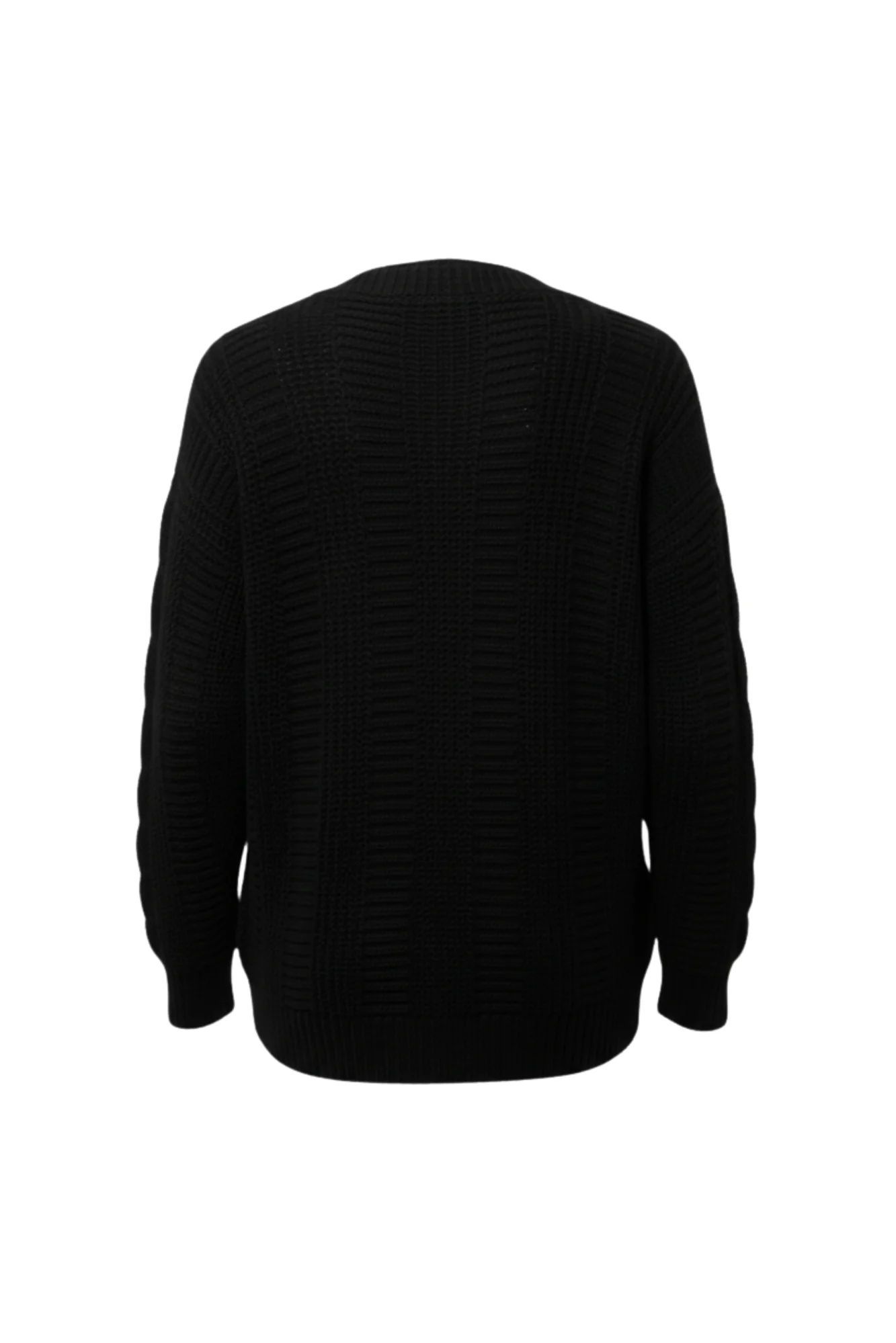 Kadın Siyah Düğmeli Kısa Triko Hırka – Burgulu Örgü Desenli