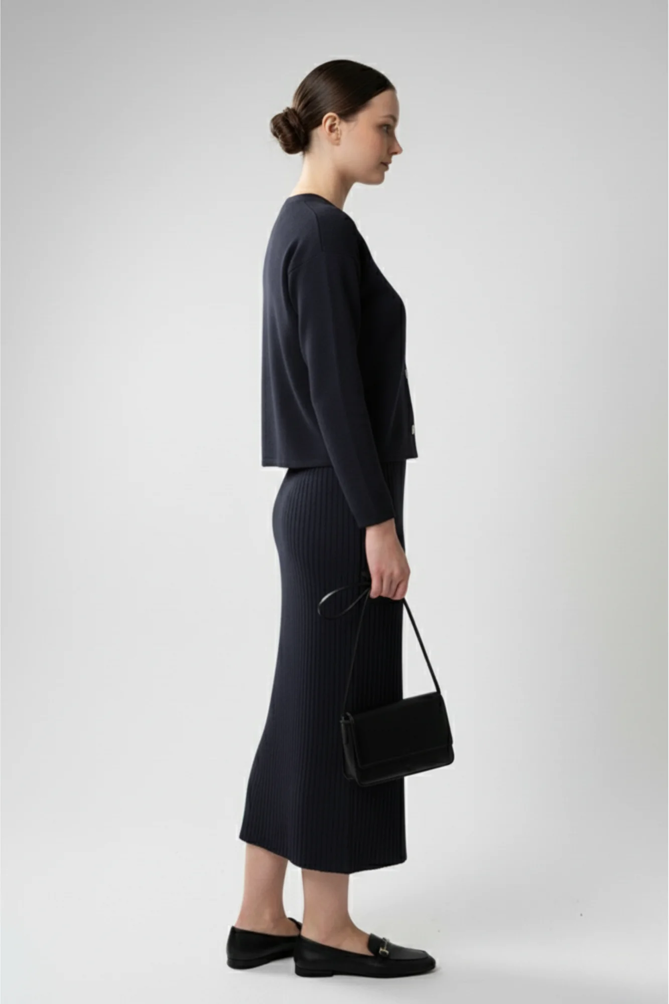 Kadın Hırka Elbise İkili Takım - Lacivert