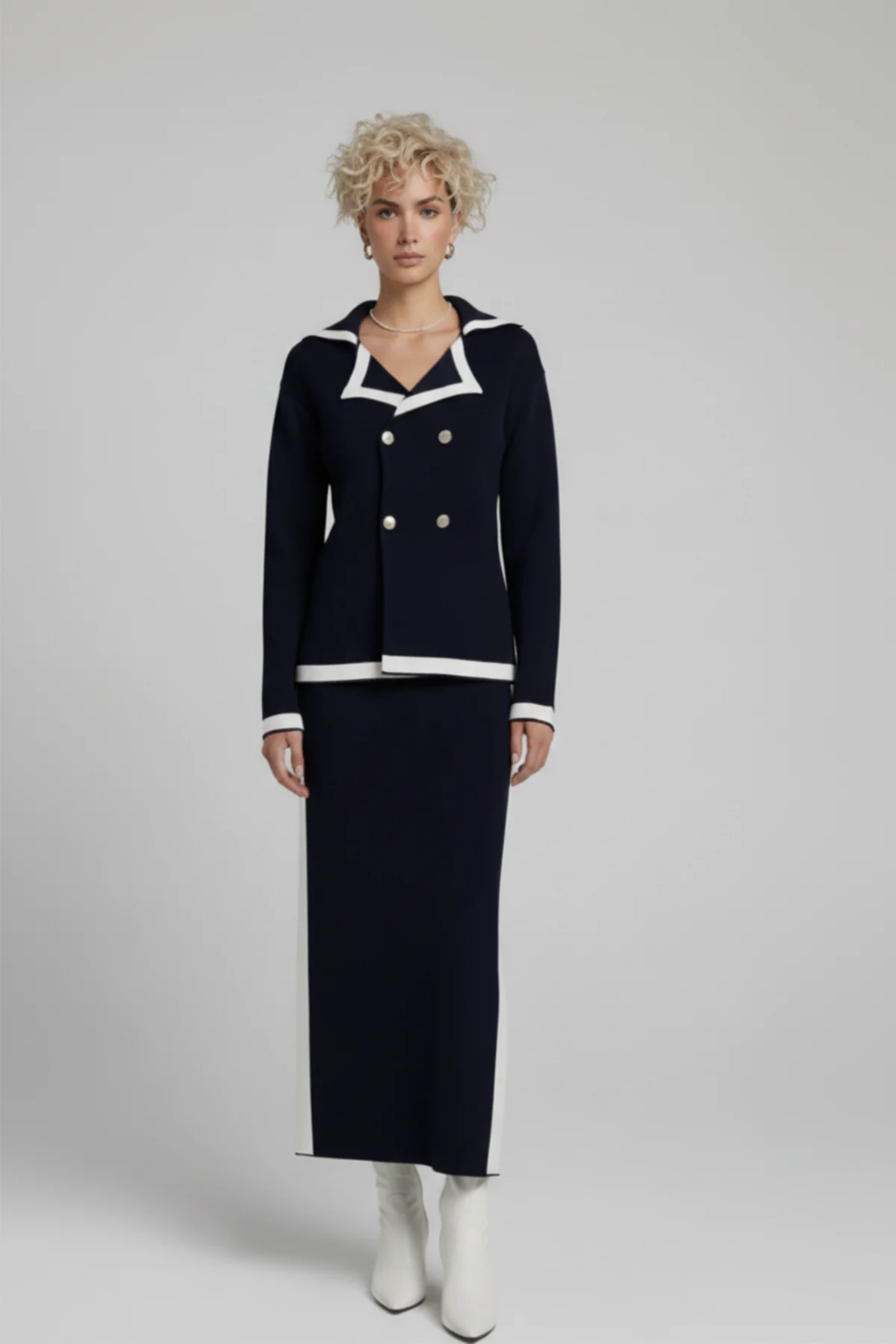 Kadın Triko Ceket Etek İkili Takım