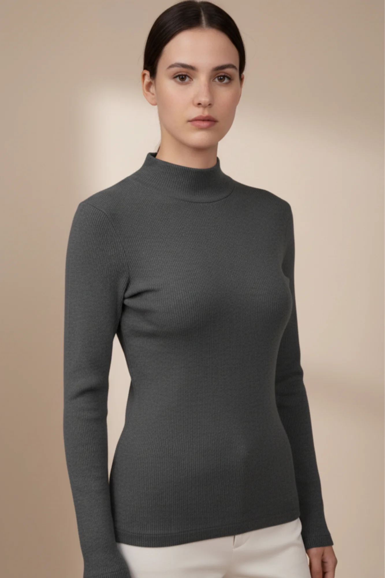 Kadın Gri Balıkçı Yaka Bluz