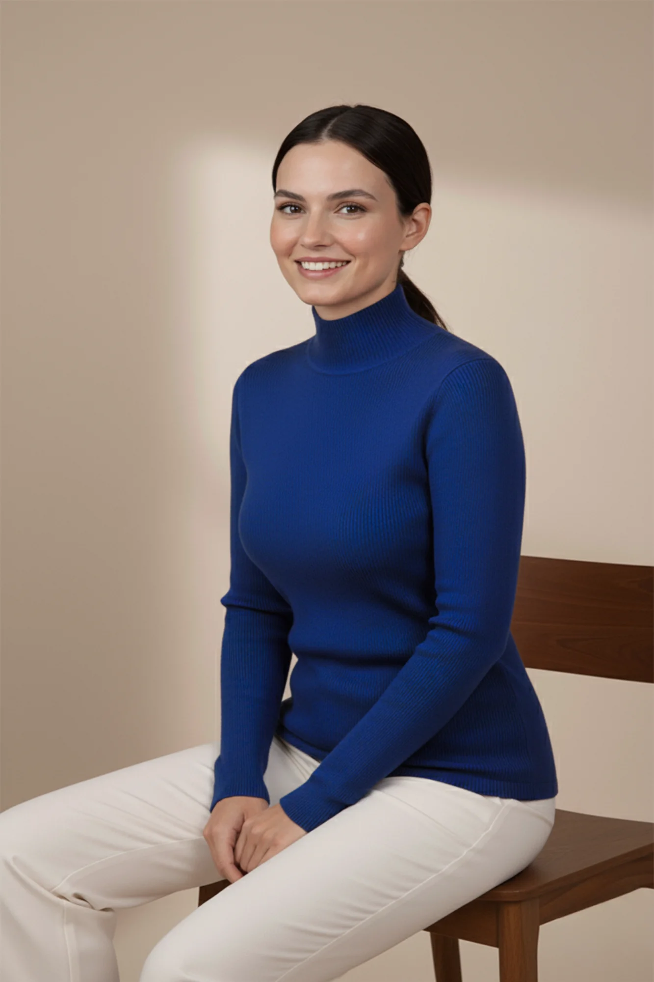 Kadın Mavi Balıkçı Yaka Bluz