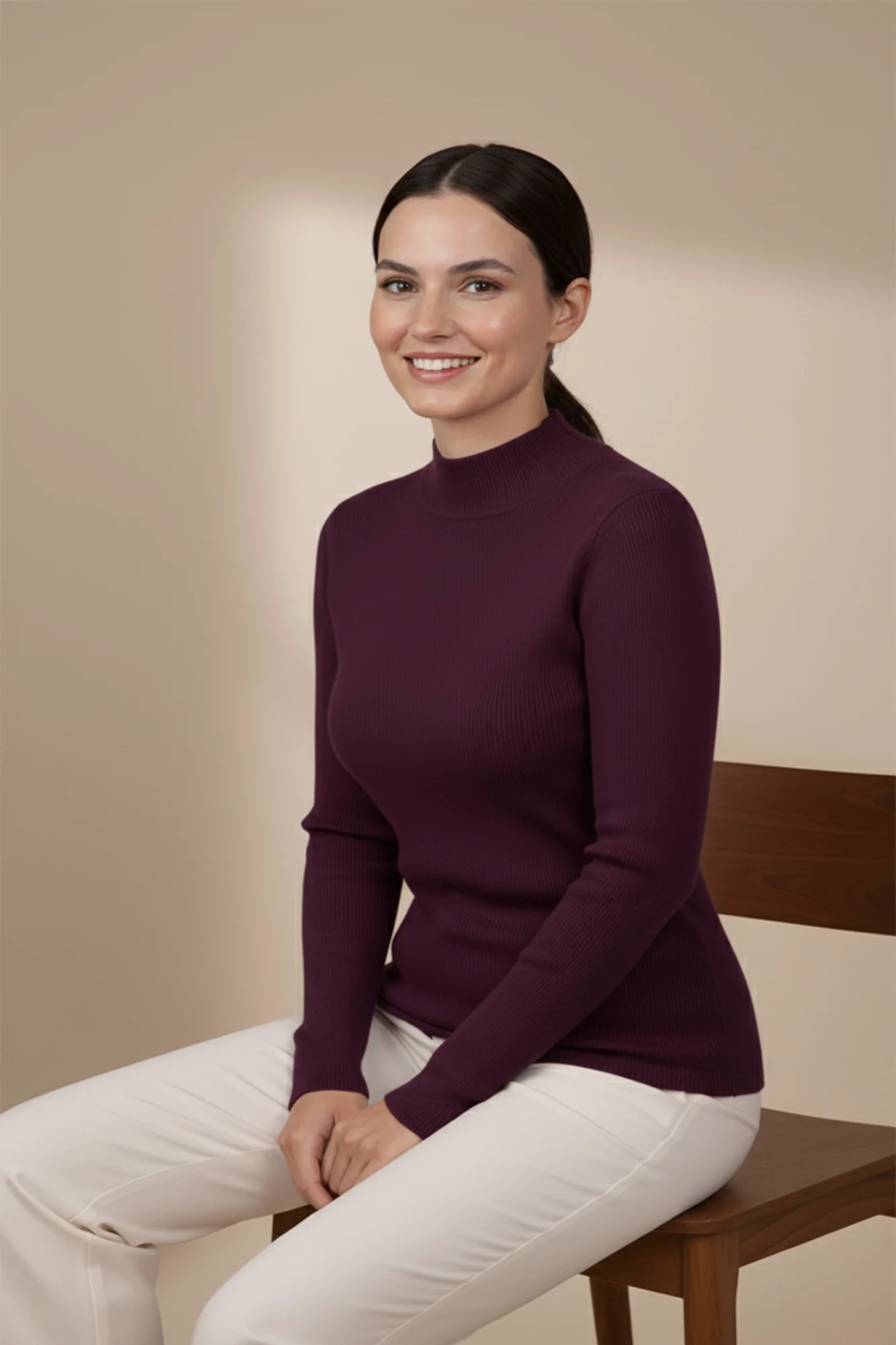 Kadın Balıkçı Yaka Bluz-Mor