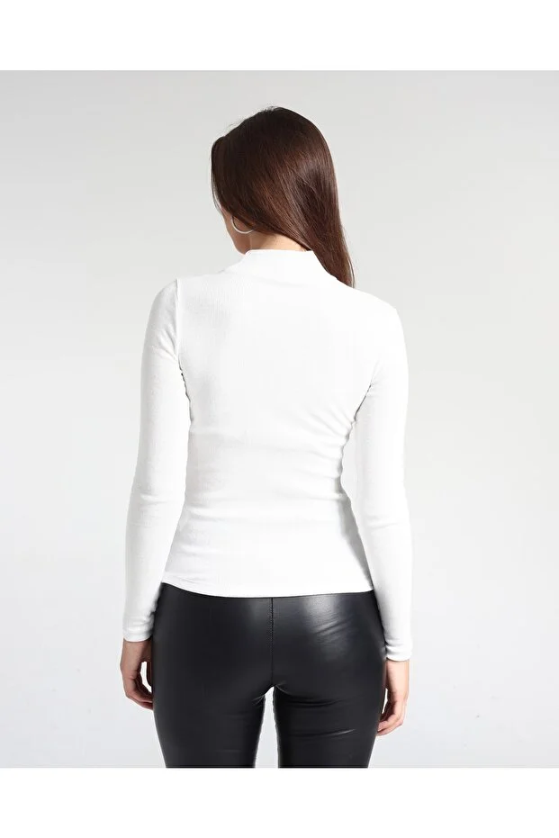 Kadın Desenli Dantel Detaylı Likralı Bluz