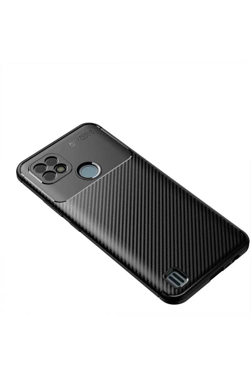 Newface Realme C21 Kılıf Auto Focus Karbon Kapak - Siyah