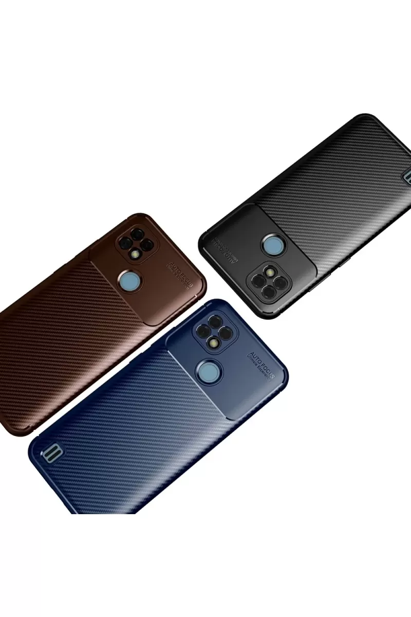 Newface Realme C21 Kılıf Auto Focus Karbon Kapak - Siyah