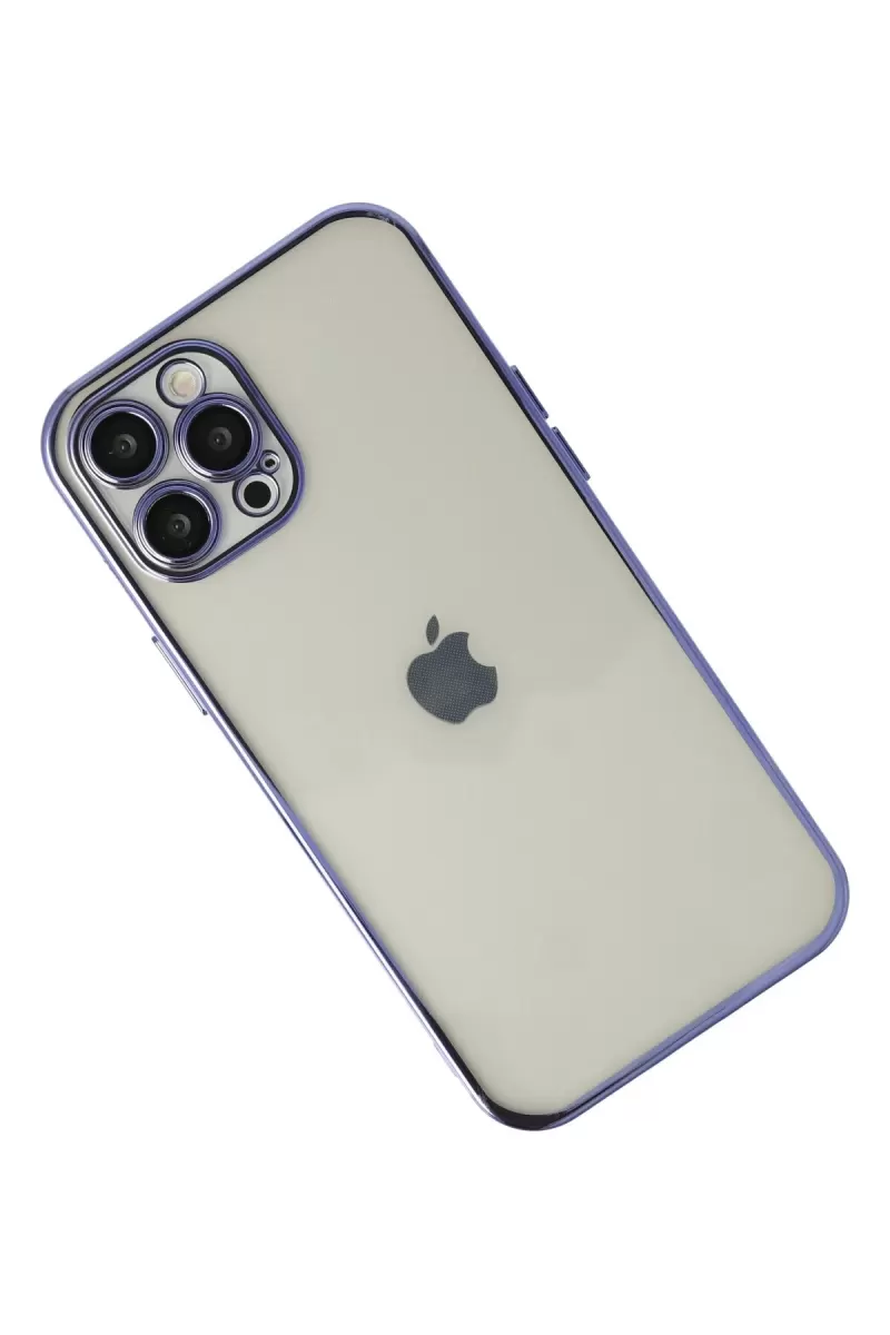 Newface Apple iPhone 12 Pro Max Kılıf Razer Lensli Silikon - Mor