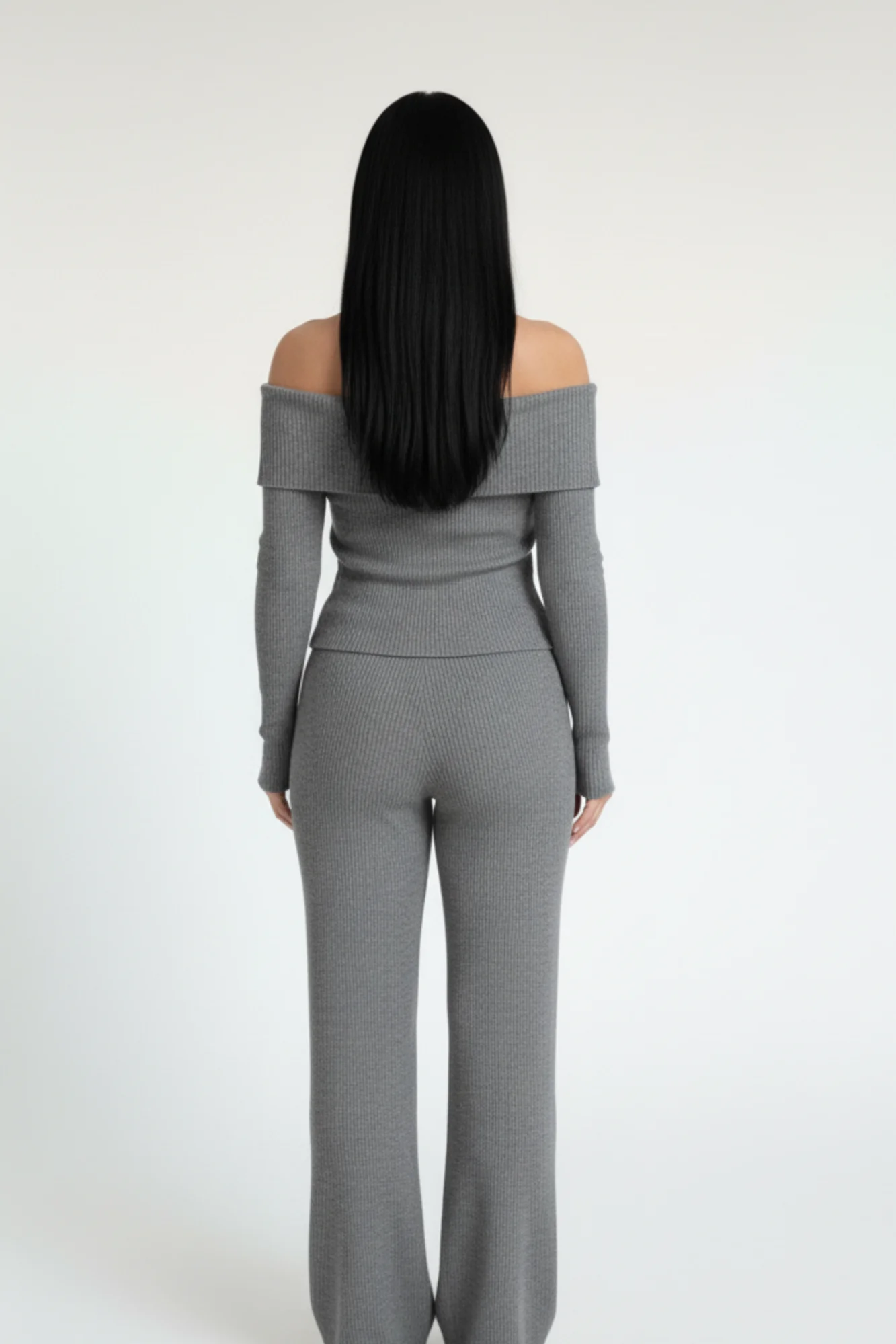 Kadın Madonna Yaka Gri Alt Üst Takım