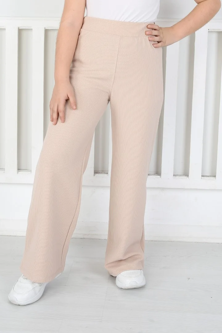 Bol Paça Birinci Kalite Fitilli Kumaş Vizon Kız Çocuk Günlük Tayt