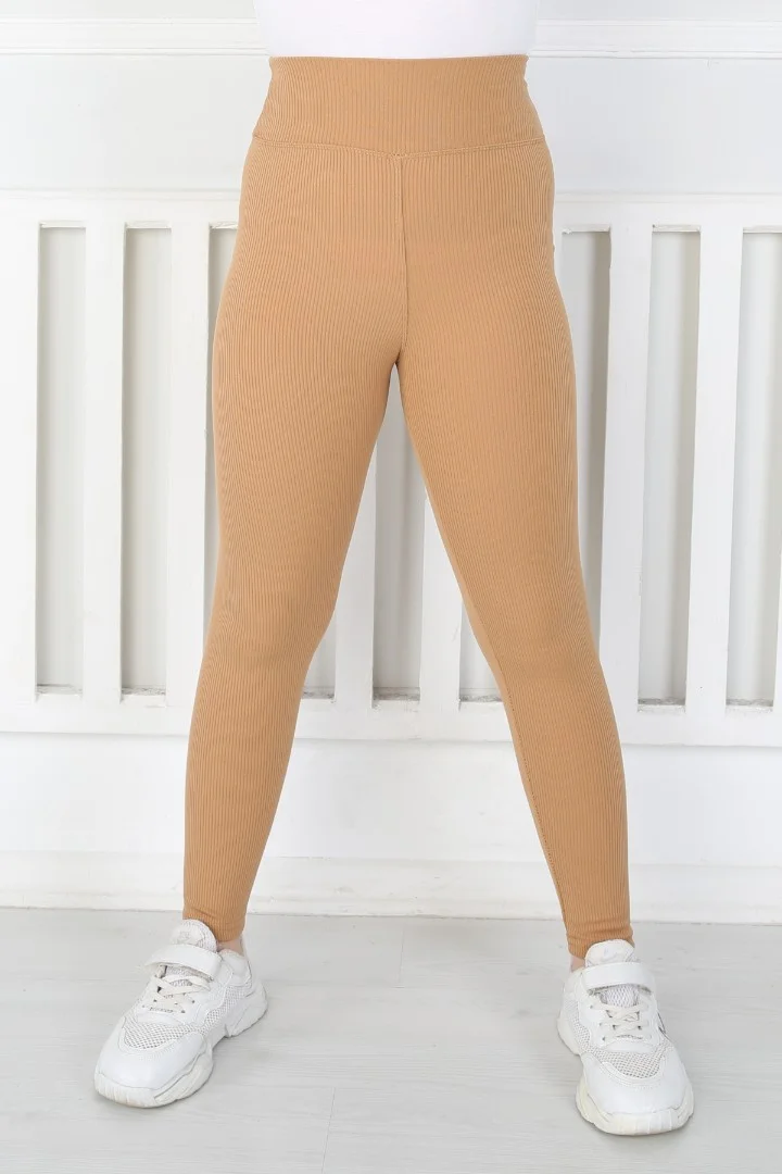 Dar Paça Birinci Kalite Fitilli Kumaş Hardal Kız Çocuk Günlük Tayt