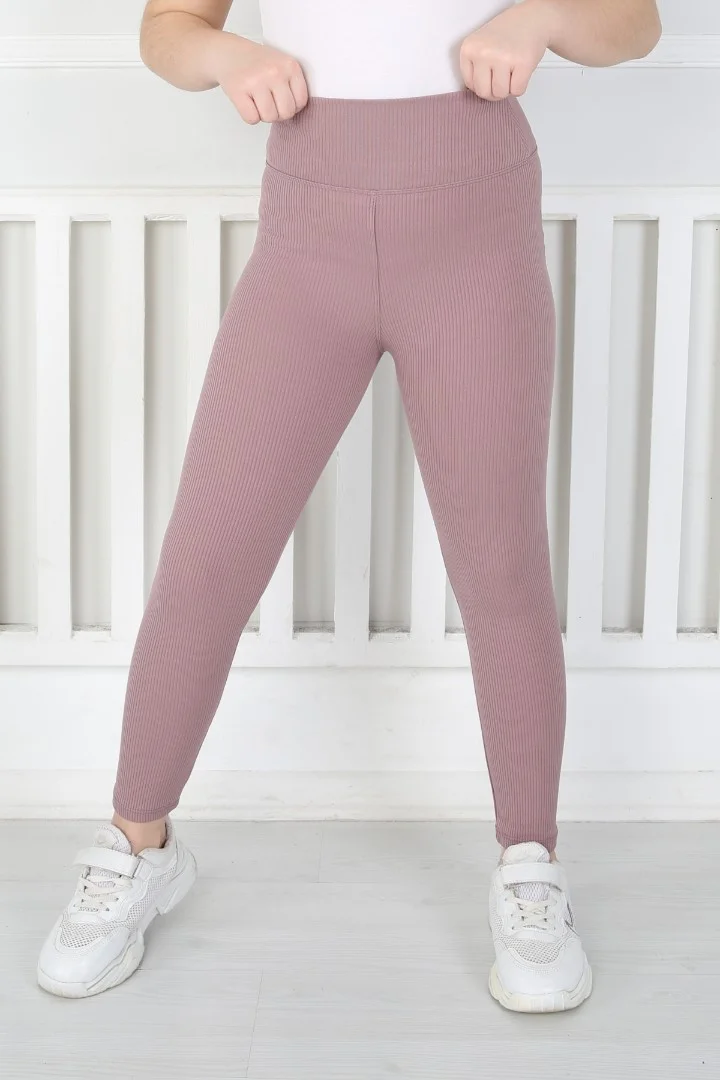 Dar Paça Birinci Kalite Fitilli Kumaş Mürdüm Kız Çocuk Günlük Tayt