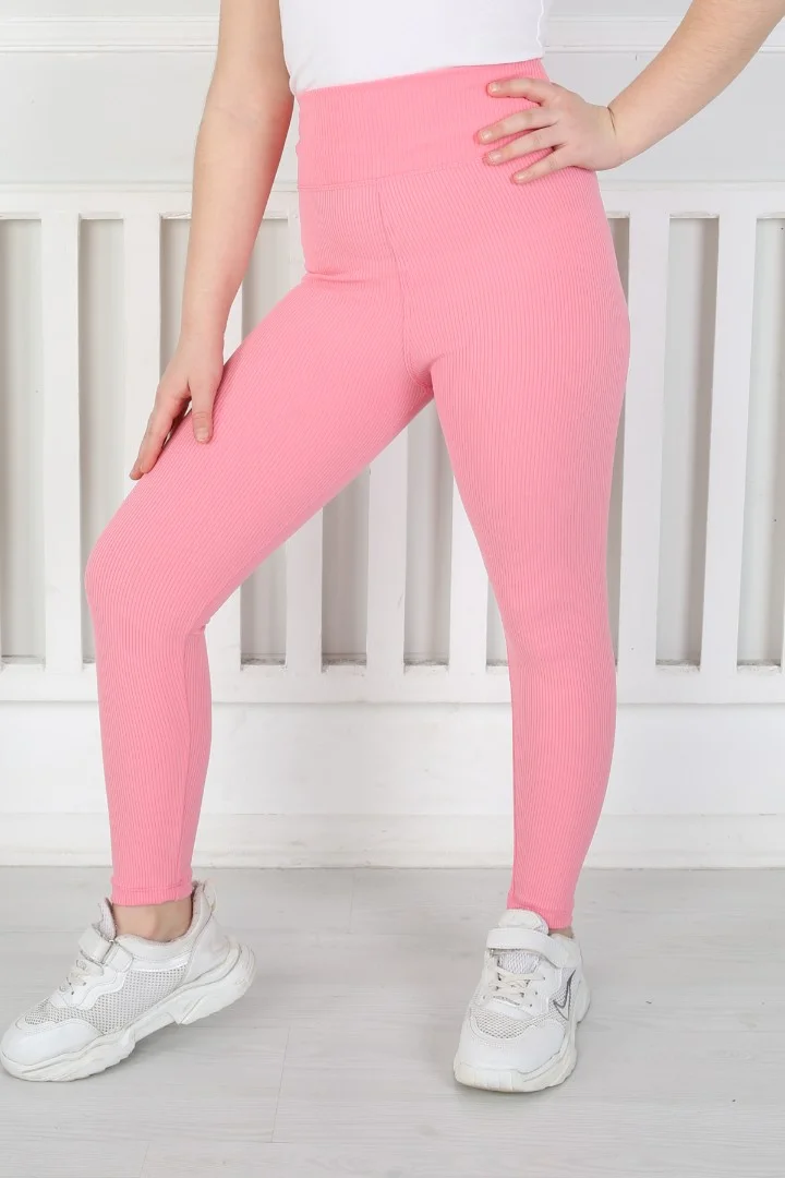 Dar Paça Birinci Kalite Fitilli Kumaş Pembe Kız Çocuk Günlük Tayt