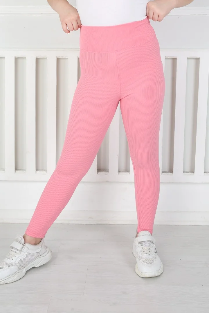 Dar Paça Birinci Kalite Fitilli Kumaş Pembe Kız Çocuk Günlük Tayt