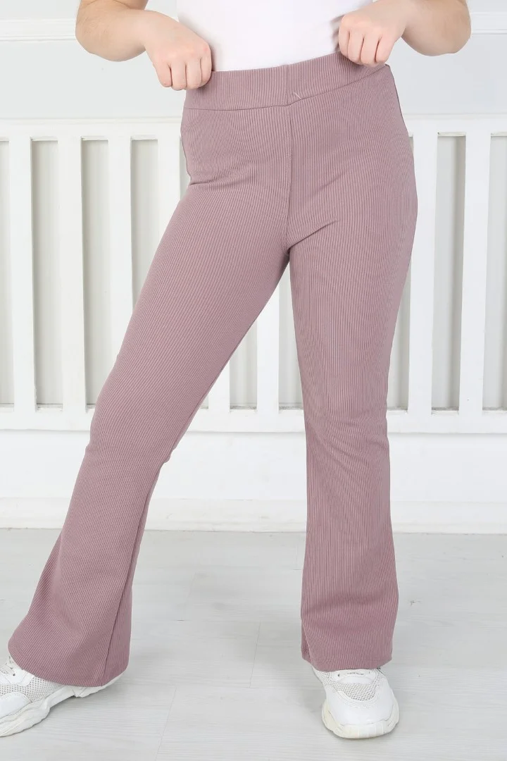 İspanyol Paça Birinci Kalite Fitilli Kumaş Mürdüm Kız Çocuk Günlük Tayt