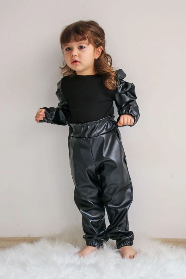 Pantolonu Kemerli Deri Günlük Kız Çocuk Takım