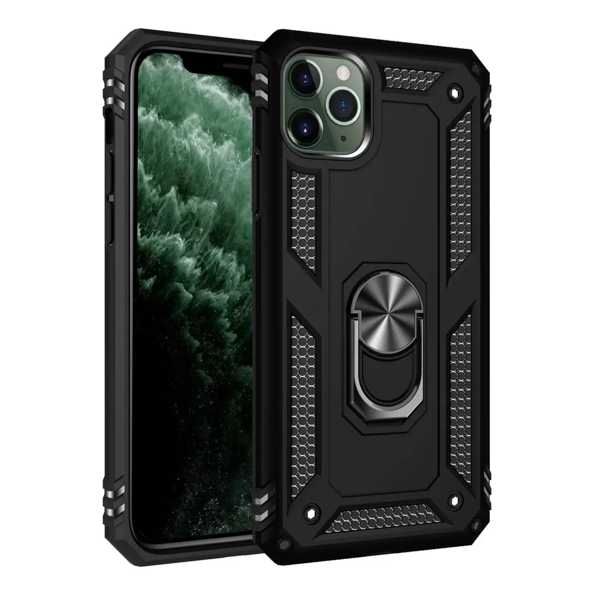 Newface Apple iPhone 11 Pro Kılıf Sofya Yüzüklü Silikon Kapak - Siyah