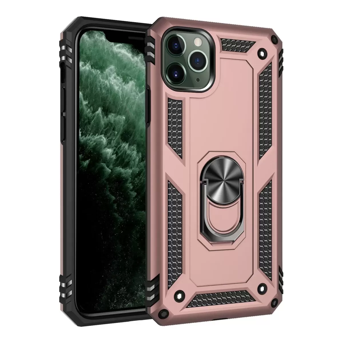 Newface Apple iPhone 11 Pro Kılıf Sofya Yüzüklü Silikon Kapak - Rose