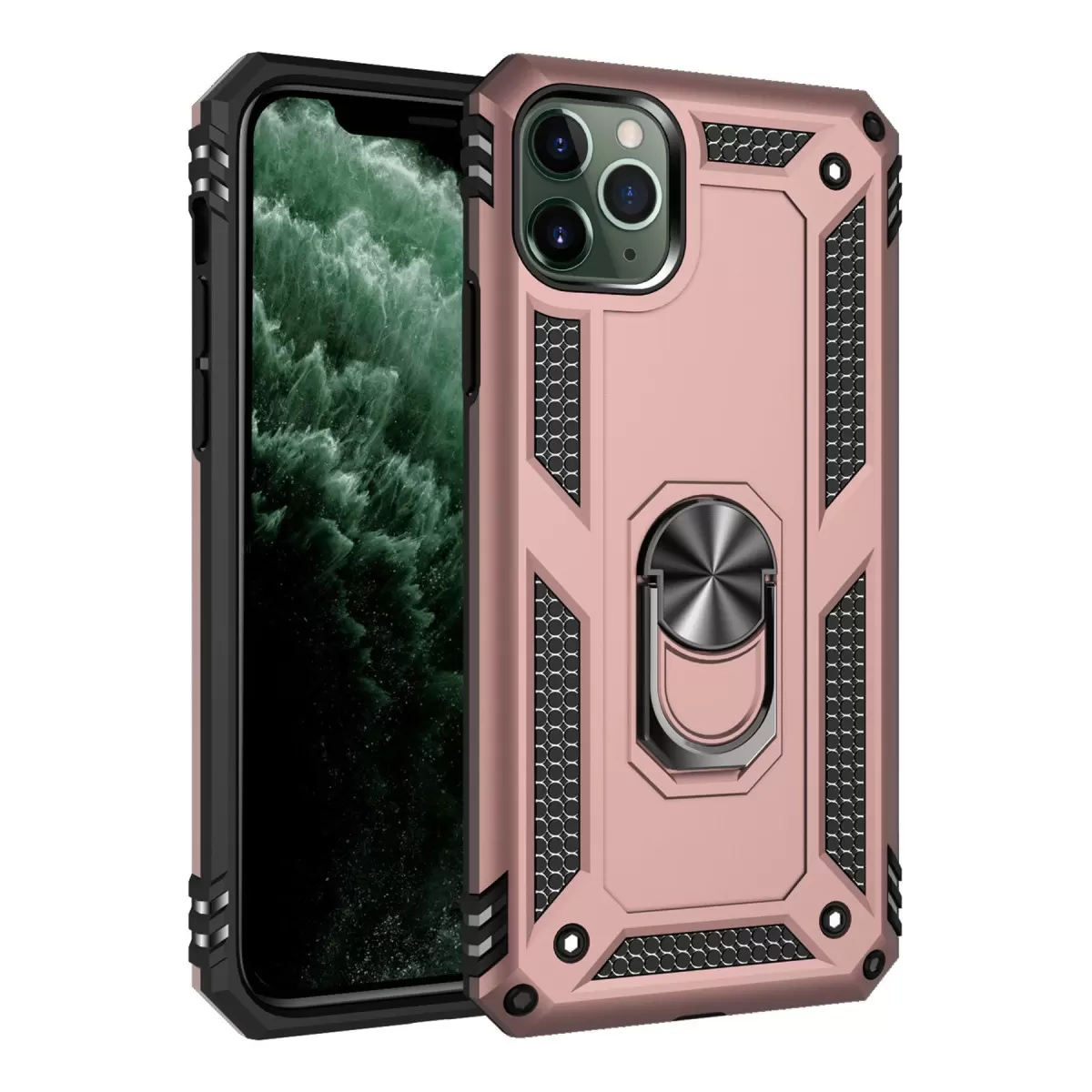 Newface Apple iPhone 11 Pro Kılıf Sofya Yüzüklü Silikon Kapak - Rose