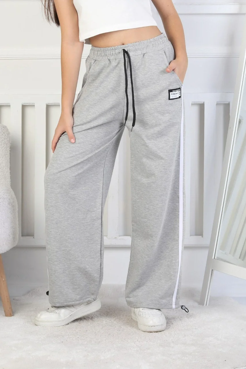 İki İplik Çizgili Kız Çocuk Eşofman Altı