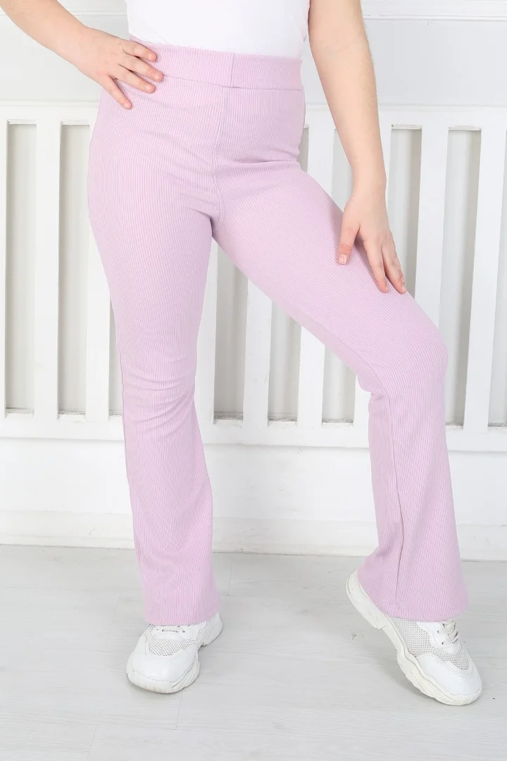 İspanyol Paça Birinci Kalite Fitilli Kumaş Lila Kız Çocuk Günlük Tayt