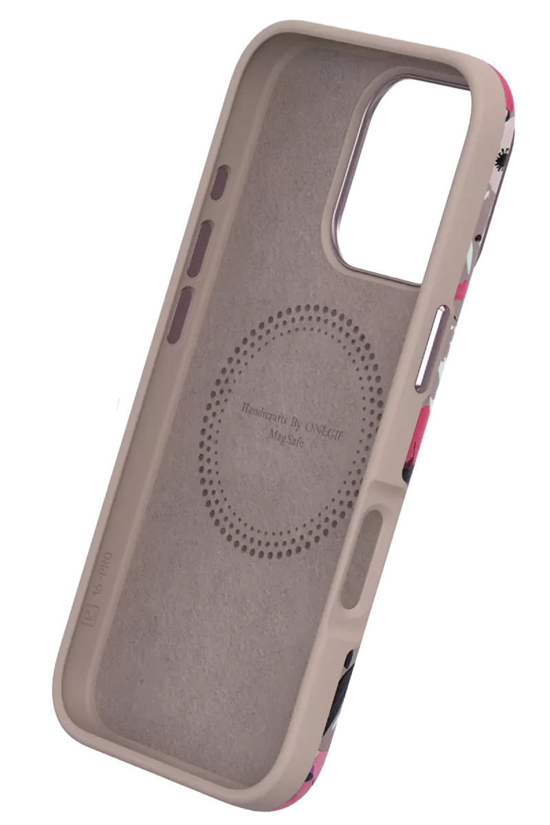 Onegif Apple iPhone 15 Pro Max Flower Series Magsafe Kapak - Mavi