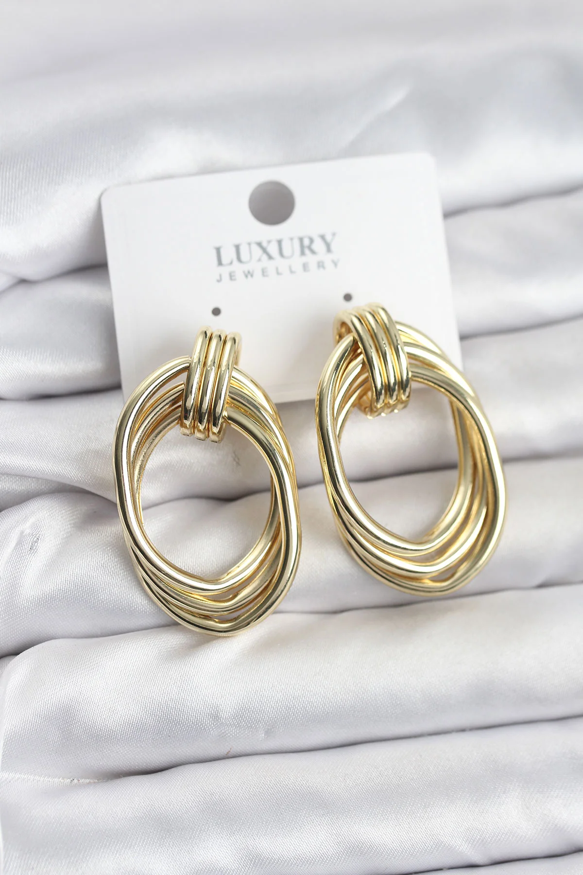 Pirinç Gold Renk Damla Model Vintage Kadın Küpe